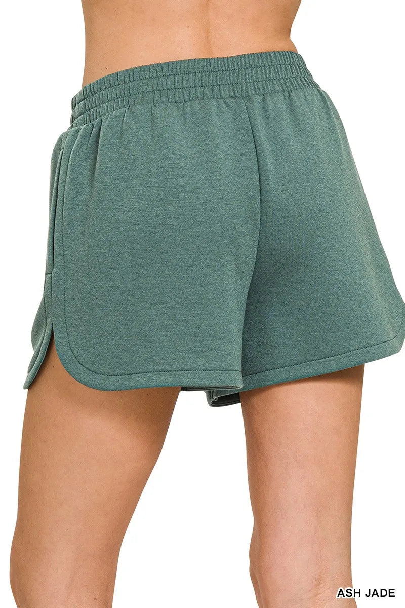 Zenana Scuba Elastic Waistband Dolphin Shorts Secondary image