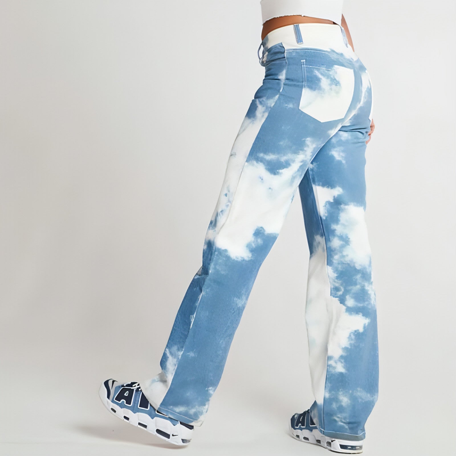 Tie Dye Print Straight Leg Jeans For Women Secondary image
