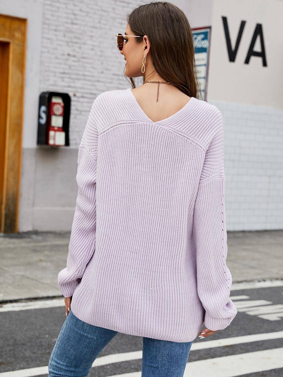 V-Neck Rib-Knit Top Secondary image