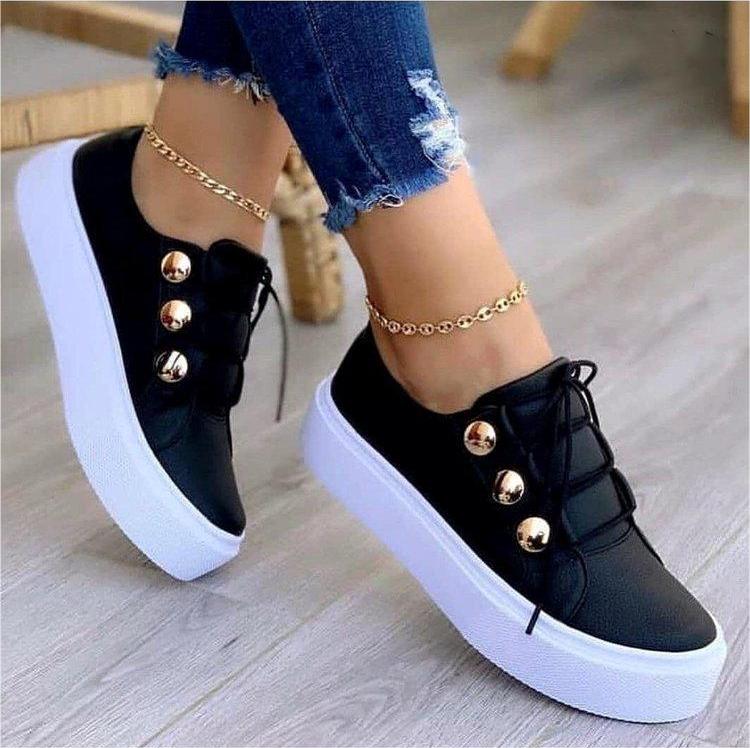 Lace-up Flats Sneakers Women Rivet Casual Shoes Main image