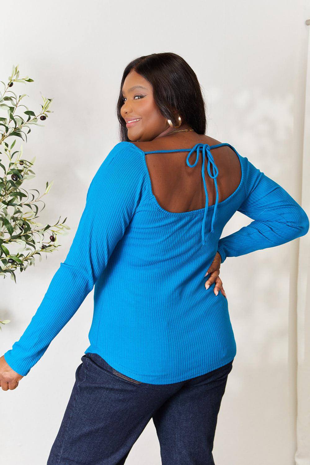 Culture Code Full Size Ribbed Sweetheart Neck Knit Top Secondary image