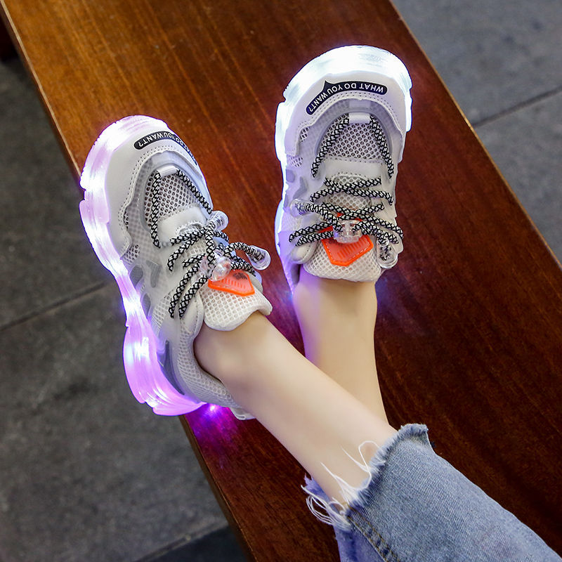 USB Charging Glowing Girls Sneakers Children Casual Shoes Secondary image