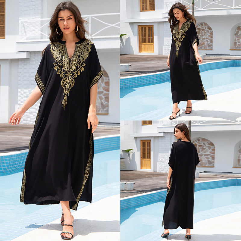 Rayon Embroidered Beach Sun Protection Clothing Dress Women Main image