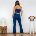 Shascullfites Shaper Set Dark Blue Bodysuit Zipper Push Up Top Middle