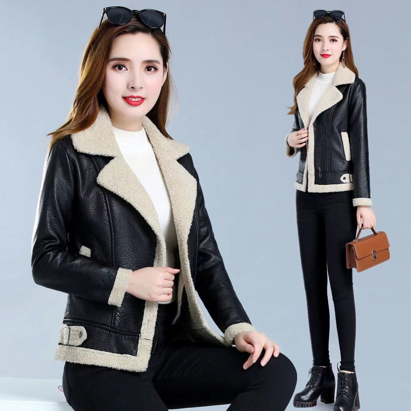 Womens Stylish Casual Padded Lambswool Coat Main image