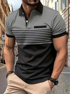Casual Striped Shirt With Chest Pocket Men Clothing