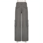 Vintage Multi Pocket Belt Casual Workwear Jeans Women
