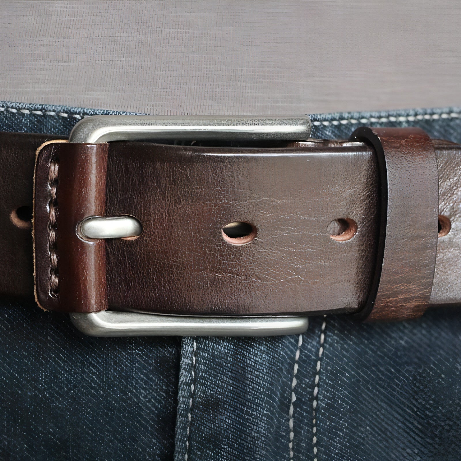 First Layer Cowhide Handmade Belt Men's Pin Buckle Belt Secondary image