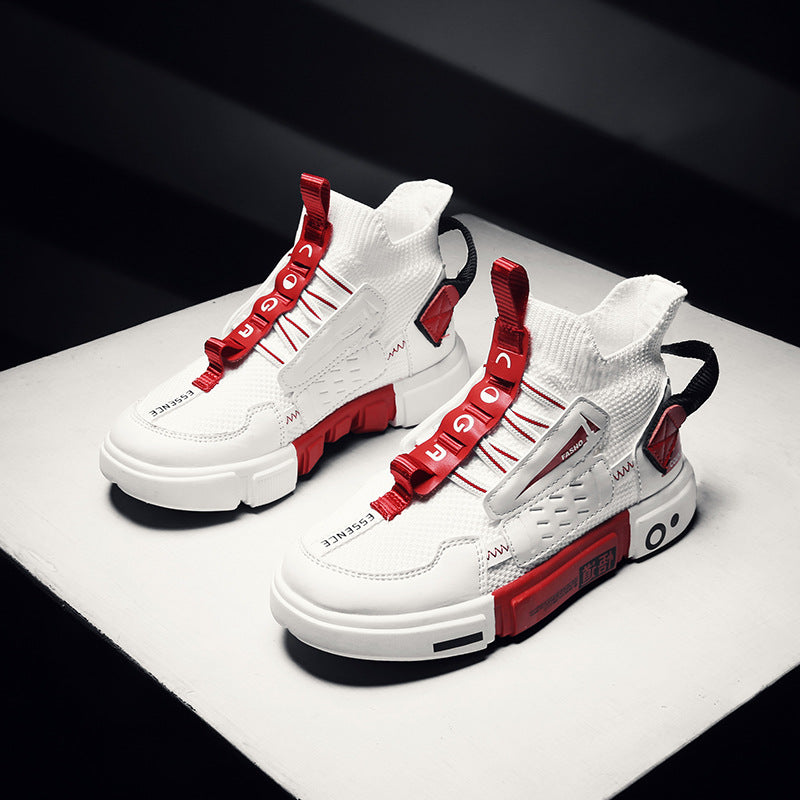 Autumn Children's High-top Flying Woven Sneakers Trendy Child Children And Teens Boys Flat Shoes Main image