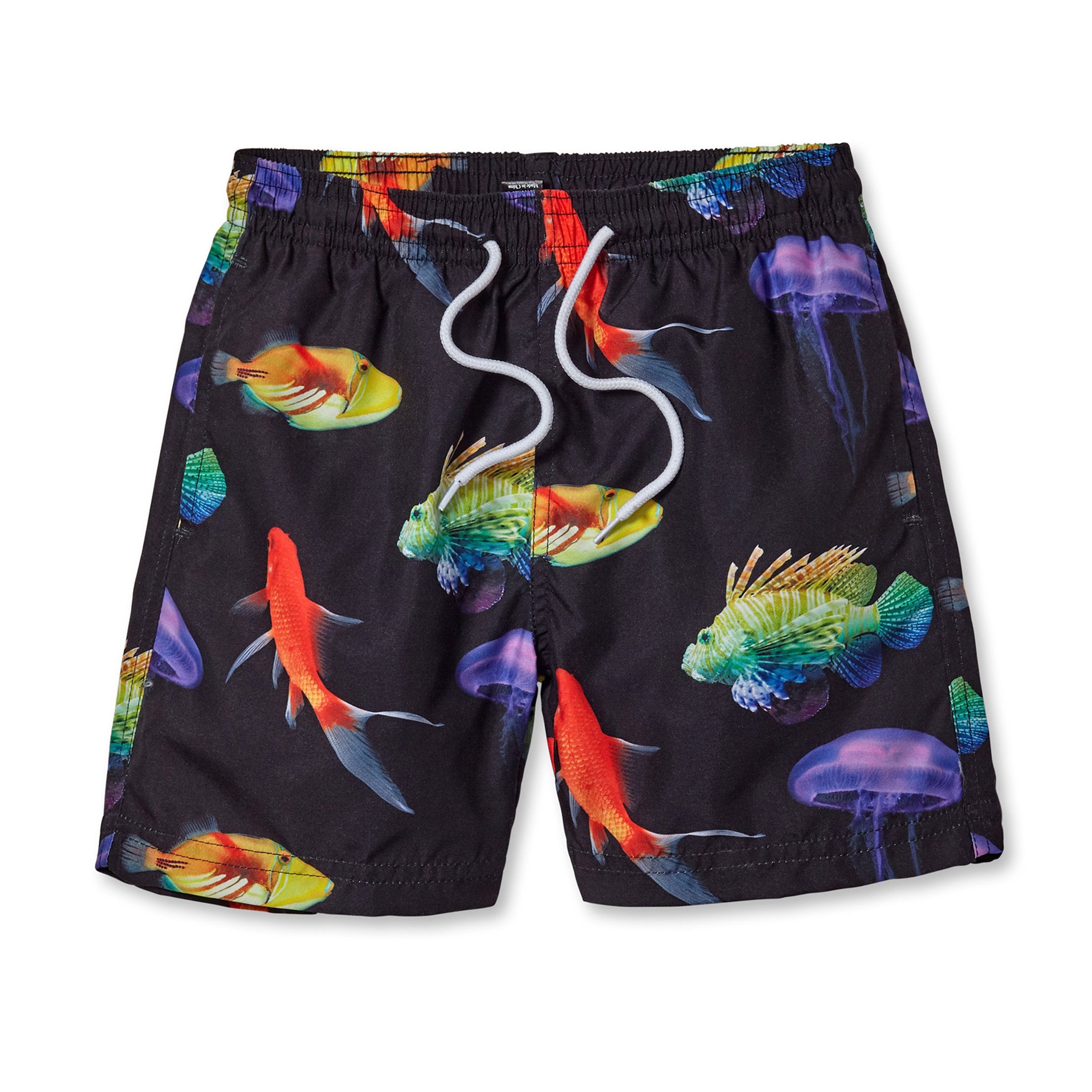 Board Shorts with Neon Fish on Black Main image