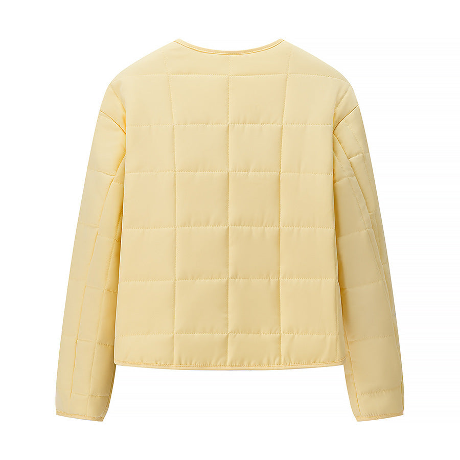 Autumn Women Clothing Yellow Quilted Cotton Plaid Cotton Clothing Cotton Coat Secondary image