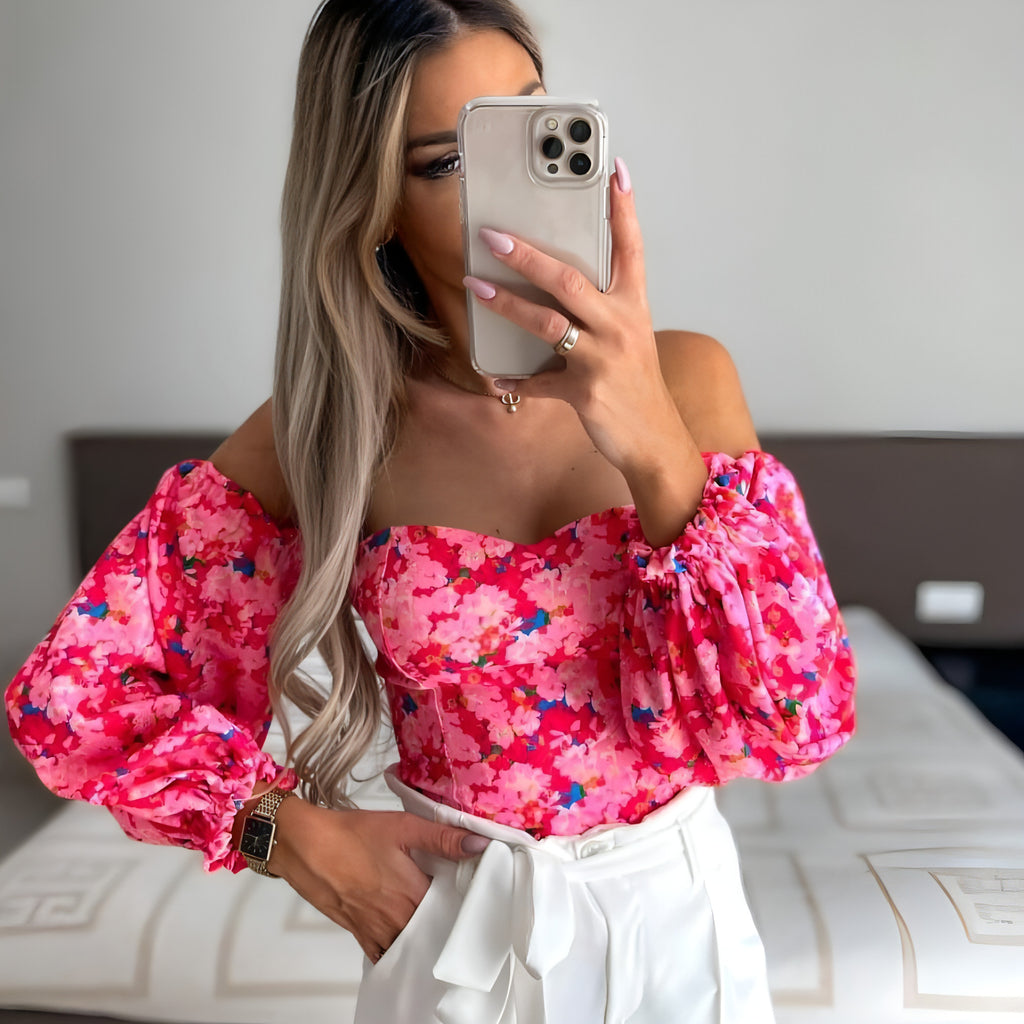 Lady Sexy Off-Shoulder Printed Shirt – Feminine Elegance Meets Casual