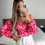 Lady Sexy Off-Shoulder Printed Shirt – Feminine Elegance Meets Casual