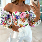 Lady Sexy Off-Shoulder Printed Shirt – Feminine Elegance Meets Casual