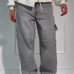 Shiny Straight-Leg Glitter Jeans with Pockets – Wide Leg Pants for