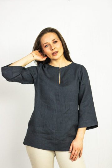 Asphalt Grey linen oversize top Main image